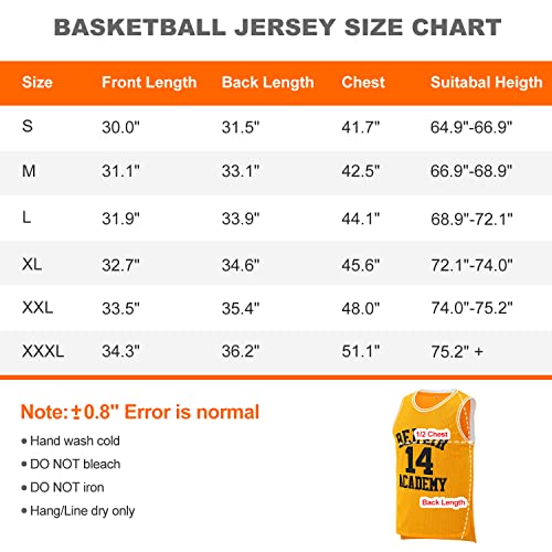 Eway Jersey #14 Basketball Jerseys S-XXXL(Yellow, XXL)