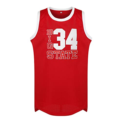 Jesus Shuttlesworth 34 Lincoln High School Basketball Jersey 90s Hip Hop Clothes for Party Men He Got Game Movie Jersey (Red, XX-Large)