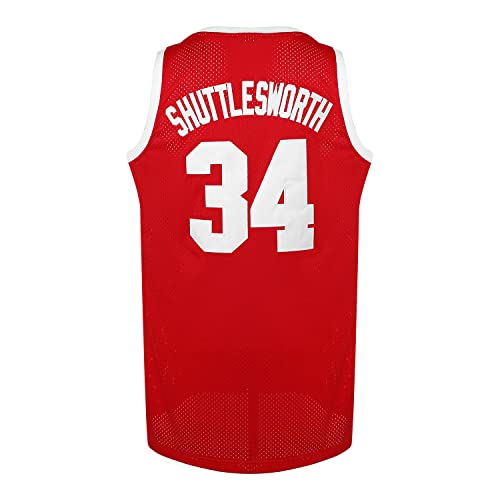 Jesus Shuttlesworth 34 Lincoln High School Basketball Jersey 90s Hip Hop Clothes for Party Men He Got Game Movie Jersey (Red, XX-Large)