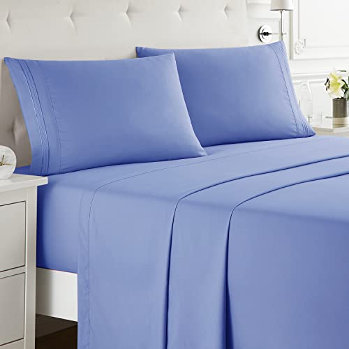 Nestl Split King Sheets for Adjustable Beds - 5 Piece Split King Sheets Set, Deep Pocket, Hotel Luxury, Extra Soft, Breathable and Cooling, Calm Blue Split King Bed Sheets