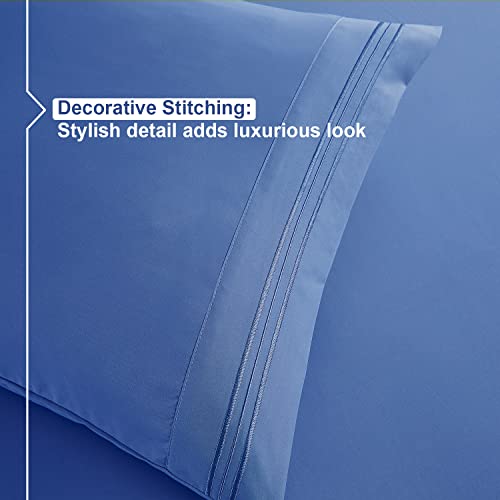 Nestl Split King Sheets for Adjustable Beds - 5 Piece Split King Sheets Set, Deep Pocket, Hotel Luxury, Extra Soft, Breathable and Cooling, Calm Blue Split King Bed Sheets