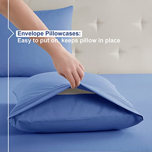 Nestl Split King Sheets for Adjustable Beds - 5 Piece Split King Sheets Set, Deep Pocket, Hotel Luxury, Extra Soft, Breathable and Cooling, Calm Blue Split King Bed Sheets