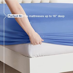 Nestl Split King Sheets for Adjustable Beds - 5 Piece Split King Sheets Set, Deep Pocket, Hotel Luxury, Extra Soft, Breathable and Cooling, Calm Blue Split King Bed Sheets