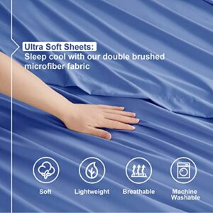 Nestl Split King Sheets for Adjustable Beds - 5 Piece Split King Sheets Set, Deep Pocket, Hotel Luxury, Extra Soft, Breathable and Cooling, Calm Blue Split King Bed Sheets