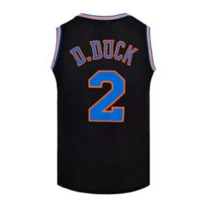 mens basketball jersey #2 d duck 90s moive space shirts (black, small)