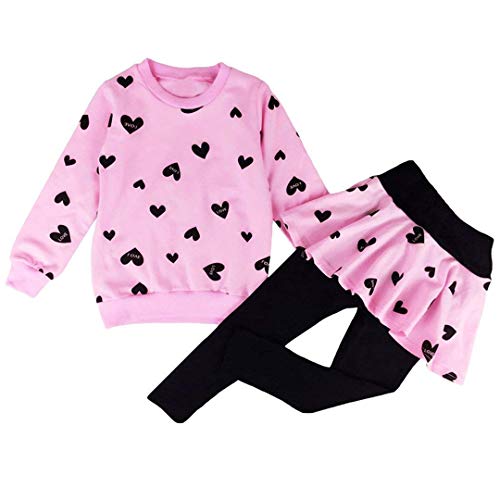 Little Girls Clothes Outfits Cute Heart Print Pants Sets Kids Hoodie Toddler Long Sleeve Cotton Sweatshirts Size 8