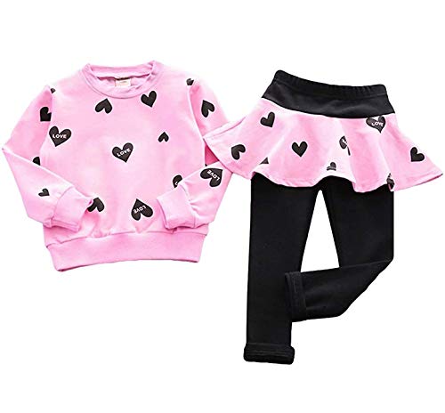 Little Girls Clothes Outfits Cute Heart Print Pants Sets Kids Hoodie Toddler Long Sleeve Cotton Sweatshirts Size 8