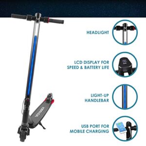 Voyager Proton Foldable Electric Scooter with LCD Display, LED Headlight and Light Strip, 15 MPH Max Speed, Long Range Battery Up to 6 Miles