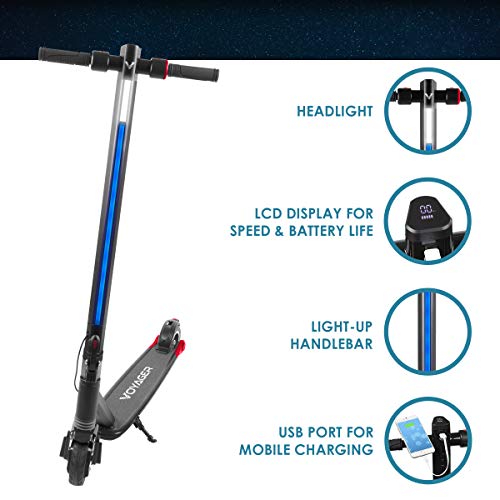 Voyager Proton Foldable Electric Scooter with LCD Display, LED Headlight and Light Strip, 15 MPH Max Speed, Long Range Battery Up to 6 Miles