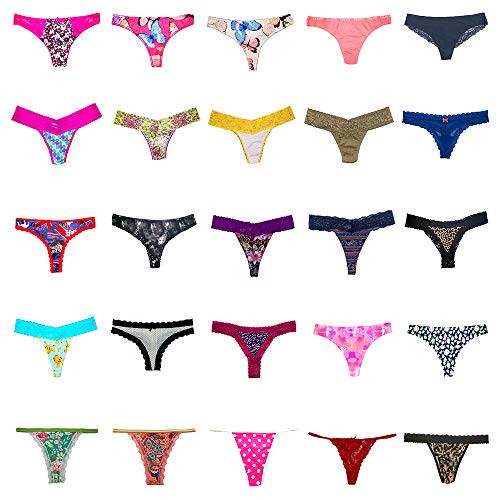 Dircho Women Underwear Variety of Panties Thong G-string T-back Tanga Pack of 10&20 (10 Pcs, XX-Large)