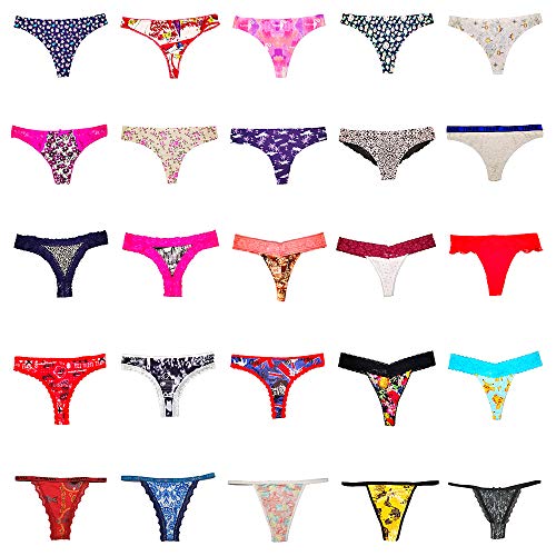 Dircho Women Underwear Variety of Panties Thong G-string T-back Tanga Pack of 10&20 (10 Pcs, XX-Large)