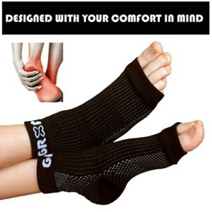 gr8ful® Plantar Fasciitis Socks | Support Sleeves with 24/7 Compression & Treatment for Foot Arch, Heel, Fascia & Achilles Tendonitis, Men/Women, Pain Relief Night Splint Sock | 1 pair | Black S/M