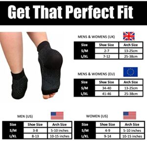 gr8ful® Plantar Fasciitis Socks | Support Sleeves with 24/7 Compression & Treatment for Foot Arch, Heel, Fascia & Achilles Tendonitis, Men/Women, Pain Relief Night Splint Sock | 1 pair | Black S/M