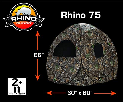 Rhino Blinds R75-RTE 2 Person Hunting Ground Blind, Realtree Edge