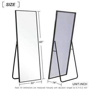 NeuType Full Length Mirror Standing Hanging or Leaning Against Wall, Large, Rectangle, Bedroom Wall-Mounted Floor Dressing Mirror, Aluminum Alloy Thin Frame, Black, 65"x22"