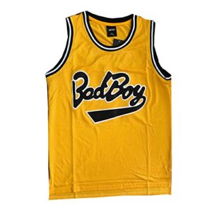 aiffee 'badboy' #72 smalls basketball jersey s-xxxl yellow, 90s hip hop clothing for party, stitched letters and numbers (m)