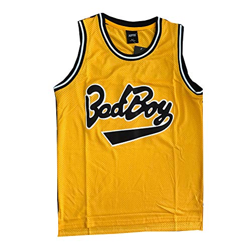 AIFFEE 'BadBoy' #72 Smalls Basketball Jersey S-XXXL Yellow, 90S Hip Hop Clothing for Party, Stitched Letters and Numbers (M)