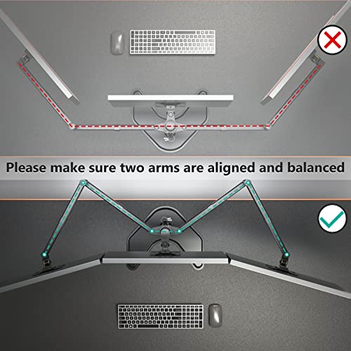 WALI Free Standing Triple LCD Monitor Fully Adjustable Desk Mount Fits 3 Screens up to 27 inch, 22 lbs. Weight Capacity per Arm (MF003), Black