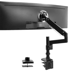 vivo premium aluminum extended monitor arm for ultrawide monitors up to 49 inches and 33 lbs, single desk mount stand, pneumatic height adjusting, max vesa 100x100, black, stand-v101gt
