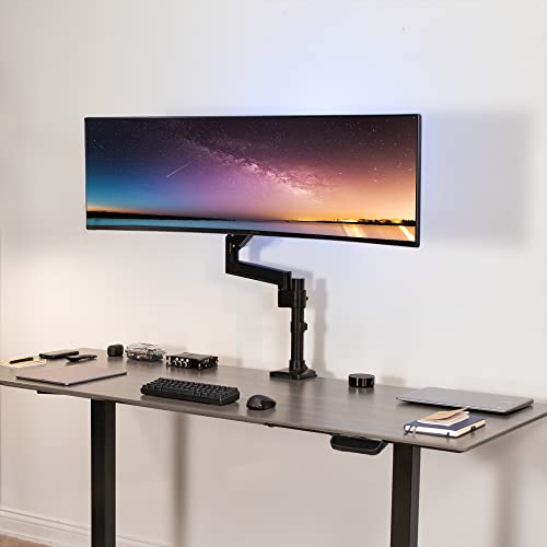 VIVO Premium Aluminum Extended Monitor Arm for Ultrawide Monitors up to 49 inches and 33 lbs, Single Desk Mount Stand, Pneumatic Height Adjusting, Max VESA 100x100, Black, STAND-V101GT