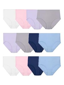 fruit of the loom womens microfiber panties (regular & plus size) underwear, brief - 12 pack assorted, 8 us
