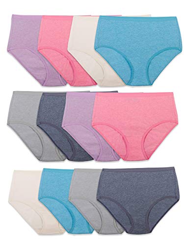 Fruit of the Loom Women's Beyondsoft Underwear, Super Soft Designed with Comfort in Mind, Available in Plus Size, Brief-Cotton Blend-12 Pack-Colors May Vary, 8