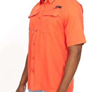 Swiss Alps Mens Short Sleeve Lightweight Breathable Outdoor Fishing Shirt BRIT-Coral Small