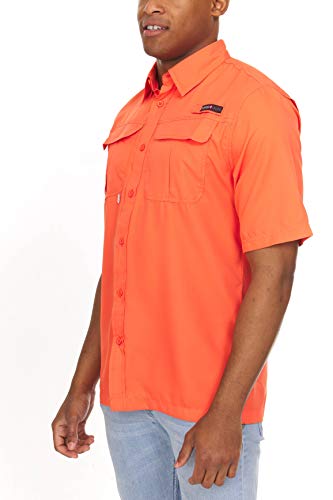 Swiss Alps Mens Short Sleeve Lightweight Breathable Outdoor Fishing Shirt BRIT-Coral Small