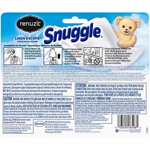 Renuzit Snuggle Scented Oil Refill for Plugin Air Fresheners, Linen Escape, 0.67 Fl Oz (Pack of 3)