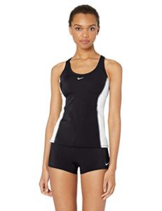 nike swim women's color surge powerback tankini swimsuit set, white, small