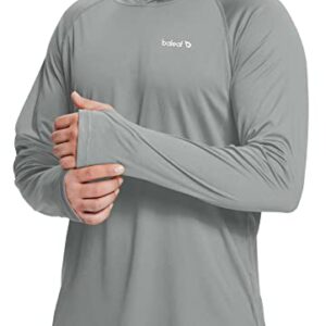 BALEAF Mens Swimwear Sun Protection Hoodie Shirt UPF 50+ Long Sleeve UV SPF T-Shirts Rash Guard Fishing Swimming Lightweight, Large, Style 1-Gray