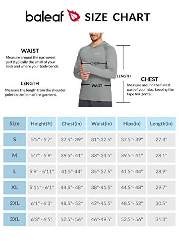 BALEAF Mens Swimwear Sun Protection Hoodie Shirt UPF 50+ Long Sleeve UV SPF T-Shirts Rash Guard Fishing Swimming Lightweight, Large, Style 1-Gray