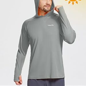 BALEAF Mens Swimwear Sun Protection Hoodie Shirt UPF 50+ Long Sleeve UV SPF T-Shirts Rash Guard Fishing Swimming Lightweight, Large, Style 1-Gray