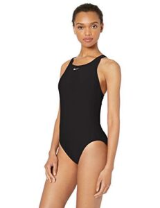 nike swim women's fast back one piece swimsuit, black, 40