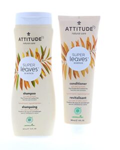 attitude super leaves volume shine shampoo conditioner- soy protein & cranberries bundle with vitamin b5 watercress indian cress, raspberry, 16 fl oz and 8 oz, 2 count