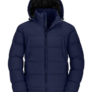 Wantdo Men's Heavy Winter Coat Windbreaker Quilted Jackets Outerwear Navy Medium