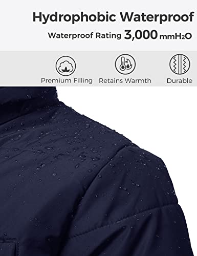 Wantdo Men's Heavy Winter Coat Windbreaker Quilted Jackets Outerwear Navy Medium