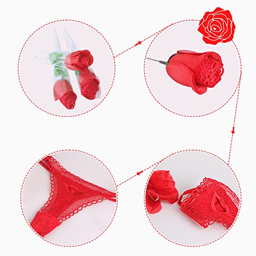 Gifts for Her 1Pc Women Sexy Rose Flower Lace G-string Briefs Thongs Romantic V-string Panties Free Size