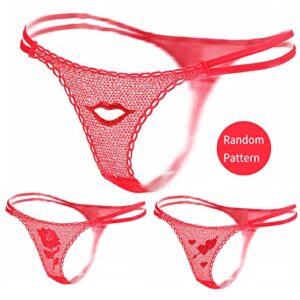 Gifts for Her 1Pc Women Sexy Rose Flower Lace G-string Briefs Thongs Romantic V-string Panties Free Size