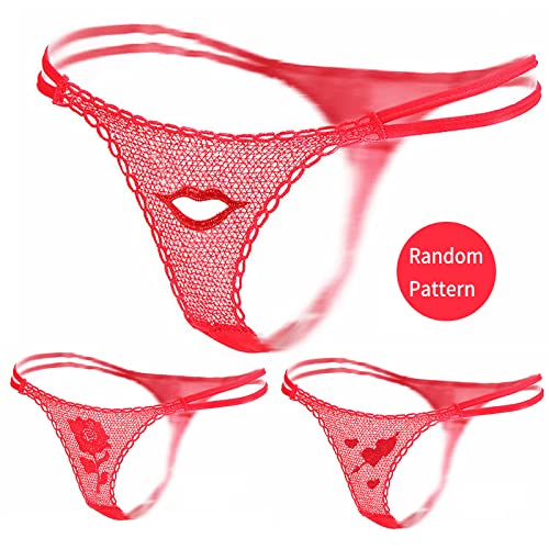 Gifts for Her 1Pc Women Sexy Rose Flower Lace G-string Briefs Thongs Romantic V-string Panties Free Size