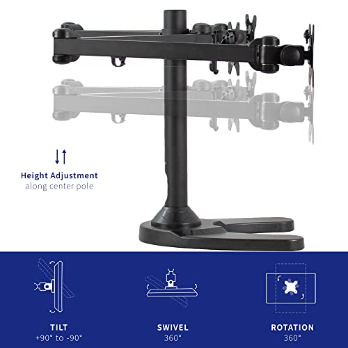 VIVO Triple LED LCD Computer Monitor Free Standing Desk Mount with Base, Heavy Duty Fully Adjustable Stand for 3 Screens up to 32 inches, STAND-V103F