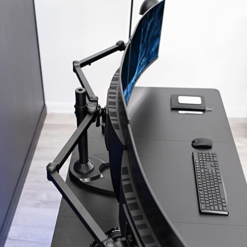 VIVO Triple LED LCD Computer Monitor Free Standing Desk Mount with Base, Heavy Duty Fully Adjustable Stand for 3 Screens up to 32 inches, STAND-V103F