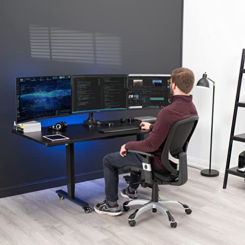 VIVO Triple LED LCD Computer Monitor Free Standing Desk Mount with Base, Heavy Duty Fully Adjustable Stand for 3 Screens up to 32 inches, STAND-V103F