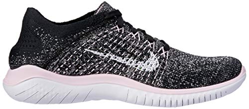 Nike Women's Free RN Flyknit 2018 Sneaker, Black/Pink Foam/White, 9.5