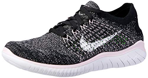 Nike Women's Free RN Flyknit 2018 Sneaker, Black/Pink Foam/White, 9.5