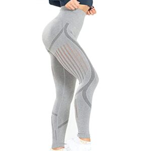 Redqenting High Waisted Seamless Leggings for Women Tummy Control, Squat Proof Workout Yoga Pants Gray