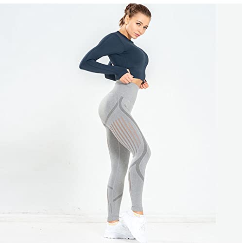 Redqenting High Waisted Seamless Leggings for Women Tummy Control, Squat Proof Workout Yoga Pants Gray