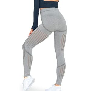 Redqenting High Waisted Seamless Leggings for Women Tummy Control, Squat Proof Workout Yoga Pants Gray