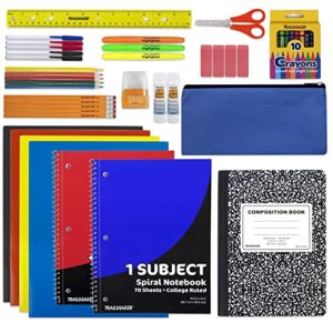 45 piece school supply kit grades k-12 - school essentials includes folders notebooks pencils pens and much more!