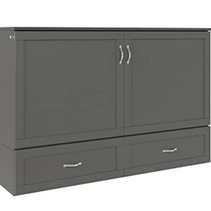 AFI Hamilton Murphy Bed Chest with Charging Station & Mattress Queen Grey